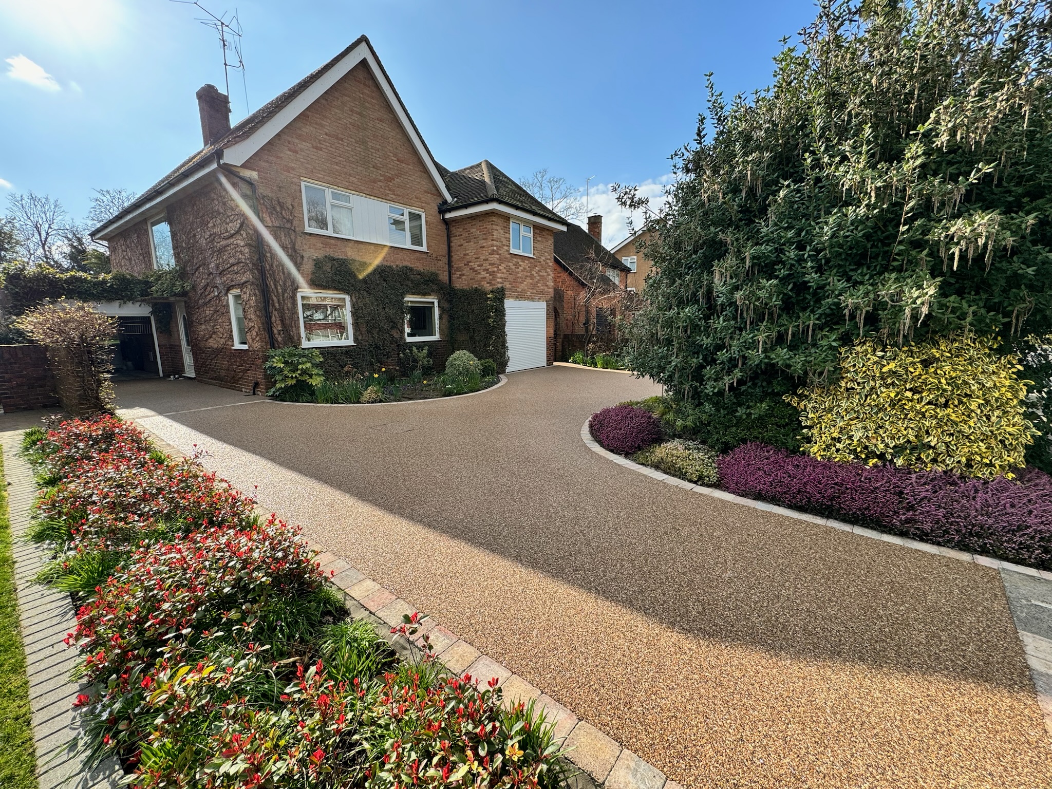 UK cottage with resin pathway